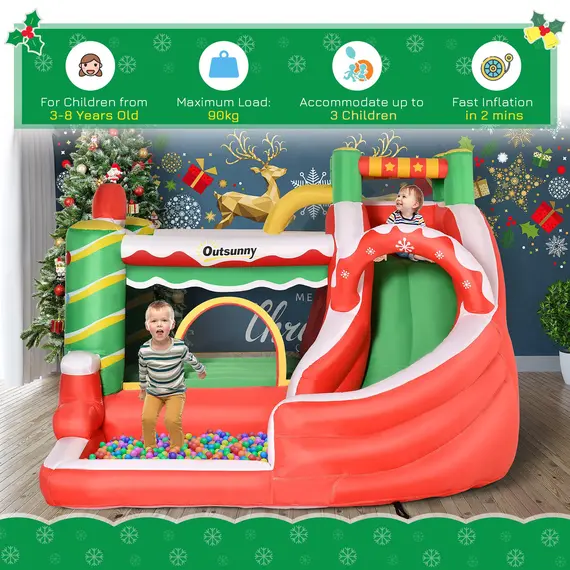 Buy Outsunny Kids Bounce Castle House Inflatable Trampoline Slide Water Pool Climbing Wall 4 in 1 with Inflator Carrybag for Kids Age 3-8, 3 image