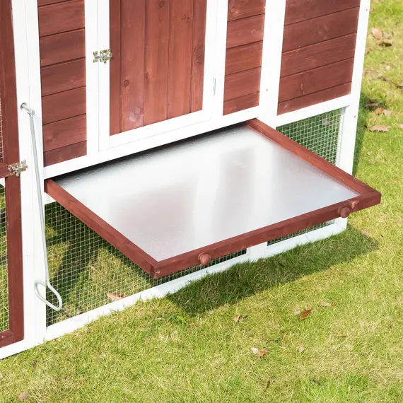 Buy PawHut Deluxe Chicken Coop, Multi-room Hen House, Wooden Poultry Cage w/ Outdoor Run, Nesting Box, Removable Tray, 207 x 105 x 145cm, 8 image