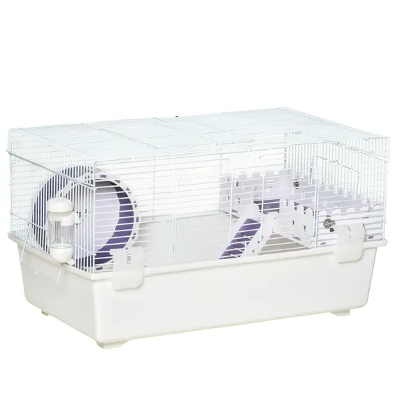 Buy 2 Tier Hamster Cage, Gerbil Cage with Exercise Wheel, Water Bottle, Ladder, White