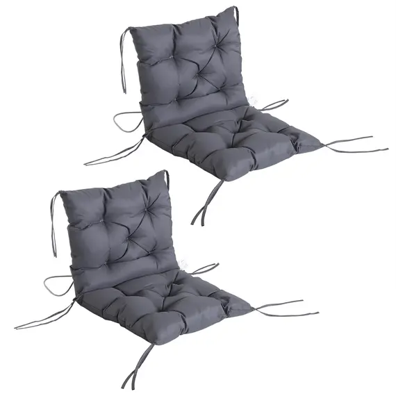 Buy Set of 2 Garden Chair Cushions Comfortable Seat Pad with Backrest for Sunbeds, Rocking Chairs, Loungers for Outdoor & Indoor Use