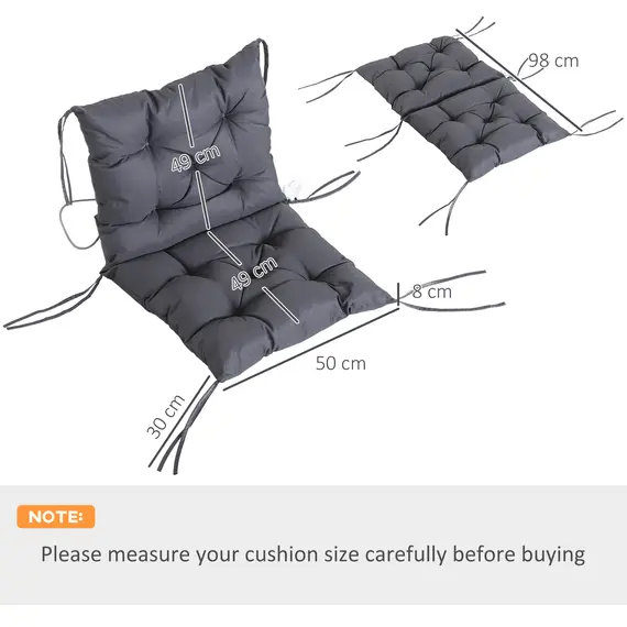 Buy Set of 2 Garden Chair Cushions Comfortable Seat Pad with Backrest for Sunbeds, Rocking Chairs, Loungers for Outdoor & Indoor Use, 2 image