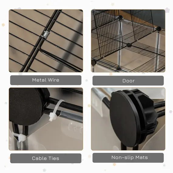 Buy DIY Pet Playpen with Door Bottom 28 Panels Small Animal Cage for Guinea Pigs, Rabbit, Chinchilla, Transparent, 4 image