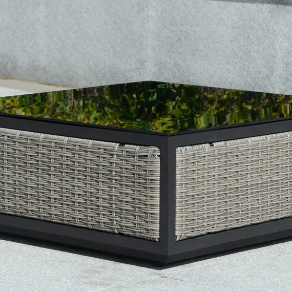 Buy Outsunny 5-Seater Patio Rattan Garden Sofa Set w/ Padded Cushion & Coffee Table, Grey, 9 image
