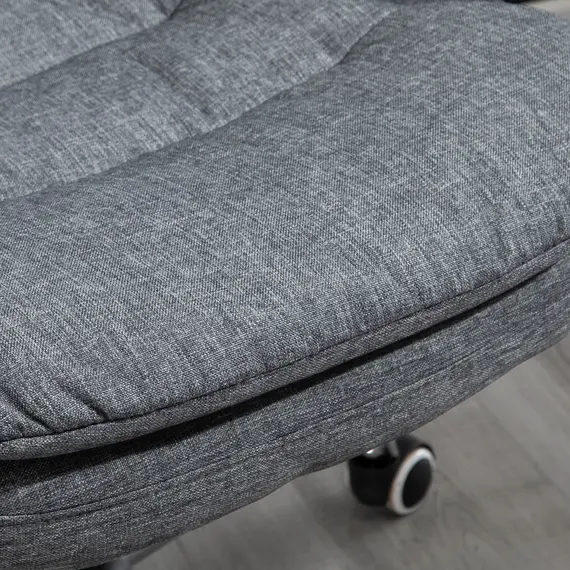 Buy Vinsetto Ergonomic Office Chair Task Chair for Home with Arm, Swivel Wheels, Linen Fabric, Grey, 7 image