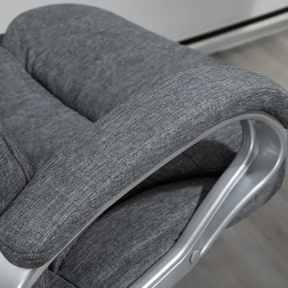 Buy Vinsetto Ergonomic Office Chair Task Chair for Home with Arm, Swivel Wheels, Linen Fabric, Grey, 8 image