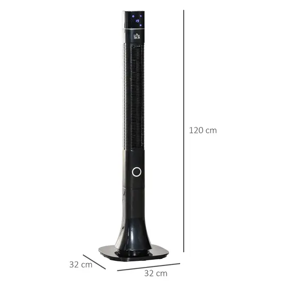 Buy 47" Anion Tower Fan Cooling for Bedroom with 3 Speed, 12h Timer, Oscillating, LED Display, Remote Controller, Black, 2 image