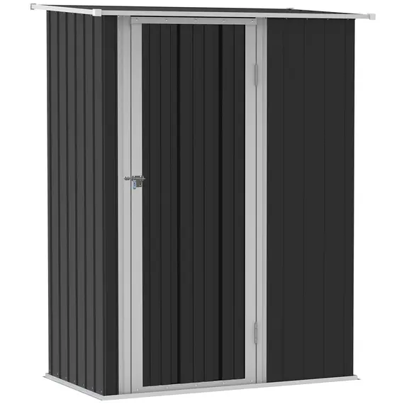 Buy 5ft x 3ft Metal Garden Storage Shed, Outdoor Tool Shed with Sloped Roof, Lockable Door for Tools, Equipment, Grey