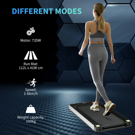 Buy HOMCOM Electric Treadmill Walking Machine 735W Motorised Walking Treadmill 1-6km/h Aerobic Exercise Walking Pad w/ LED Display & Remote Control, 7 image