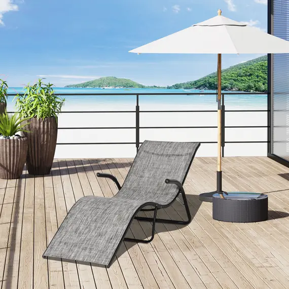Buy Outsunny Folding Chaise Lounge Chair, Reclining Garden Sun Lounger for Beach, Poolside and Patio, Grey
