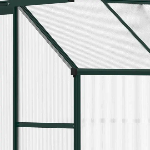 Buy Outsunny Walk-In Lean to Greenhouse Garden Heavy Duty Aluminium Polycarbonate with Roof Vent for Plants Herbs Vegetables, Green, 192 x 127 x 220 cm, 7 image