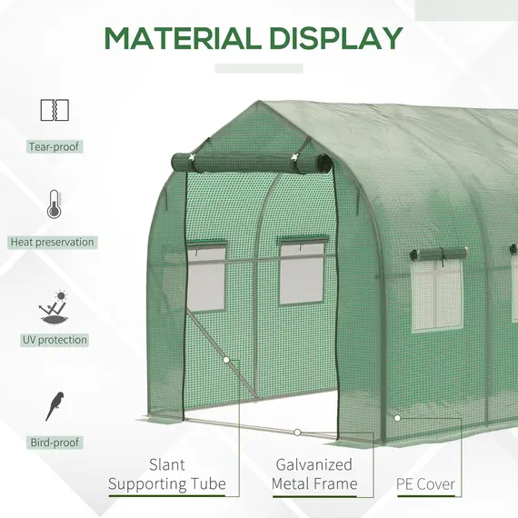 Buy Outsunny Walk in Polytunnel Greenhouse with Windows and Door for Garden, Backyard (3 x 2M), 3 image