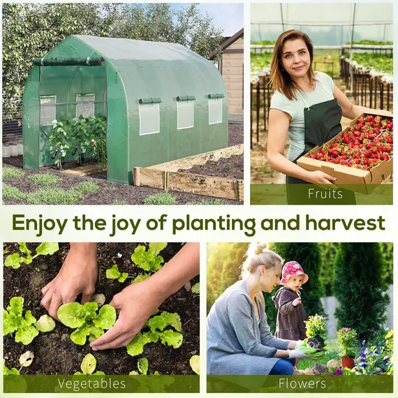 Buy Outsunny Walk in Polytunnel Greenhouse with Windows and Door for Garden, Backyard (3 x 2M), 6 image