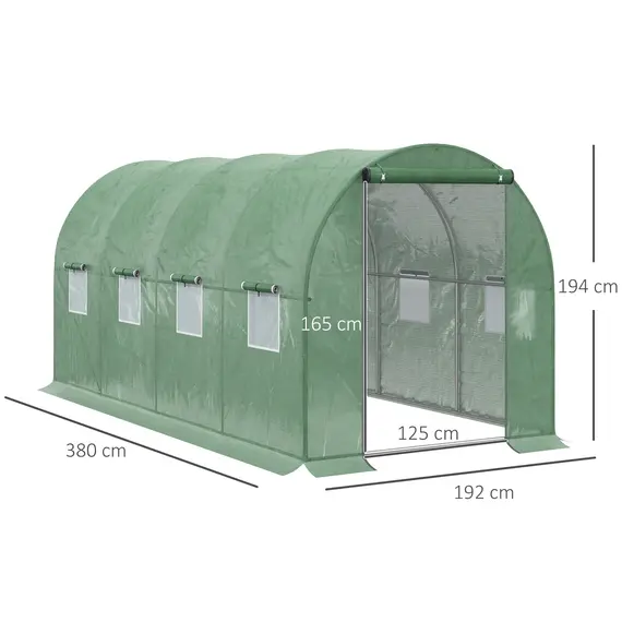Buy Outsunny Walk in Polytunnel Outdoor Garden Greenhouse with Windows and Doors (4 x 2M), 2 image