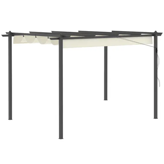 Buy 4 x 3(m) Aluminium Pergola with Retractable Roof, Garden Gazebo Canopy Shelter for Outdoor, Patio, Cream White