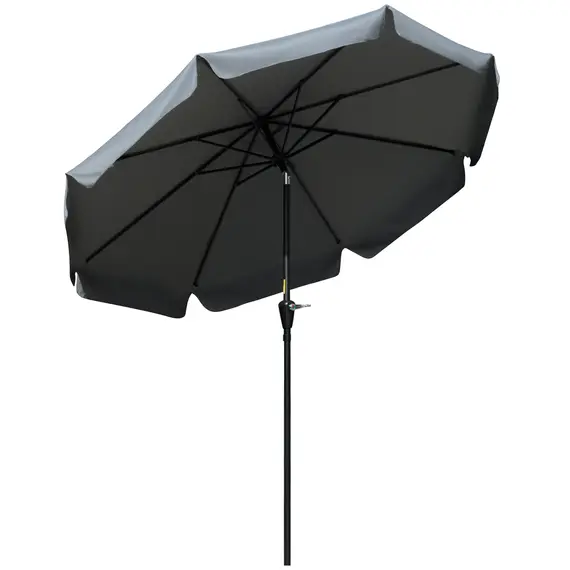 Buy 2.7m Patio Parasol Garden Umbrellas Outdoor Sun Shade Table Umbrella with Tilt, Crank, 8 Ribs, Ruffles, Grey