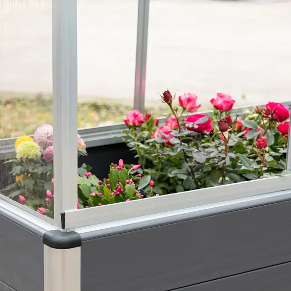 Buy Outsunny Elevated Planter Box Raised Garden Bed with PC Greenhouse Cover and Aluminium Cold Frame, Outdoor Vegetable Flower Container, Grey, 7 image
