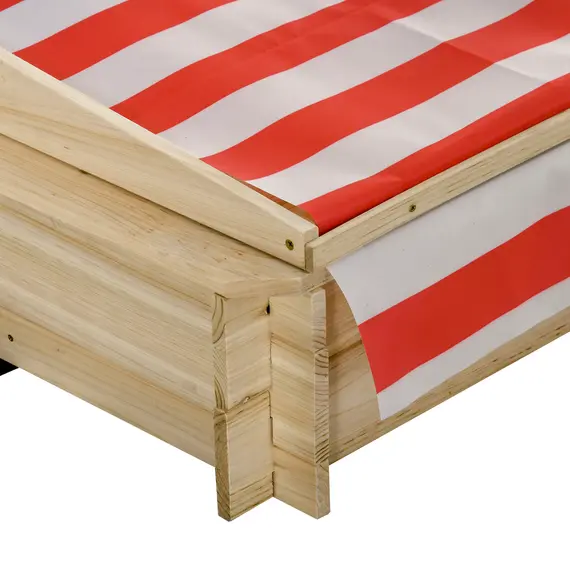 Buy Outsunny Kids Wooden Sandbox, Covered Children Sand Playset Outdoor, w/ Adjustable Canopy Shade, Aged 3-8 Years Old, for Backyard, Beach, Natural, 8 image