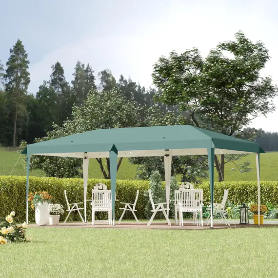 Buy Outsunny Pop Up Gazebo, Double Roof Foldable Canopy Tent, Wedding Awning Canopy w/ Carrying Bag, 6 m x 3 m x 2.65 m, Green
