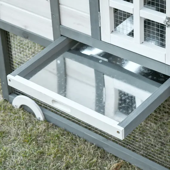 Buy PawHut Deluxe Chicken Coop, Hen House, Wooden Poultry Cage w/ Outdoor Run, Nesting Box, Removable Tray, Openable Roof, 140 x 67 x 88.5cm, 8 image