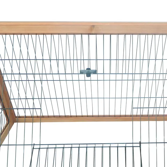 Buy Wooden Rabbit Cage Small Animal Hutch w/ Outside Area - Yellow, 7 image
