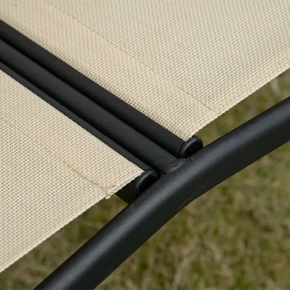 Buy Outsunny 2 Seater Garden Swing Seat Swing Chair Outdoor Hammock Bench w/ Adjustable Tilting Canopy, Texteline Seats and Steel Frame, Beige, 6 image