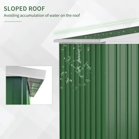Buy Outsunny 8 x 4ft Outdoor Garden Storage Shed with Lockable Door, Steel Tool Storage Box for Backyard, Patio and Lawn, Green, 5 image
