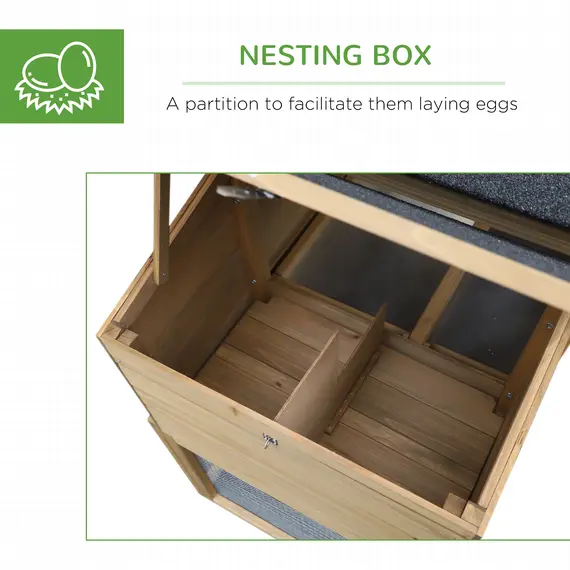 Buy PawHut Chicken Coop, Hen House, Wooden Poultry Habitat with Outdoor Run, Nesting Box, Slide Out Tray, Lockable Doors, 176 x 66 x 110cm, Natural, 5 image