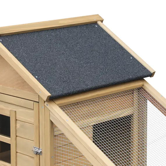 Buy PawHut Chicken Coop, Hen House, Wooden Poultry Habitat with Outdoor Run, Nesting Box, Slide Out Tray, Lockable Doors, 176 x 66 x 110cm, Natural, 8 image