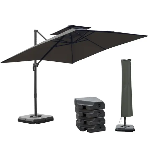 Buy Cantilever Parasol 360 Degree Rotation Angle Adjustment Outdoor Market Garden Umbrella - Dark Grey