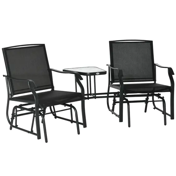 Buy Gliding Jack and Jill Seat, with Glass-Top Table - Black