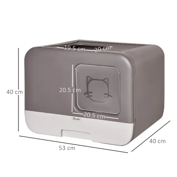 Buy Cat Litter Box Portable Pet Toilet Fully Enclosed Kitten Pan with Scoop Purple, 2 image