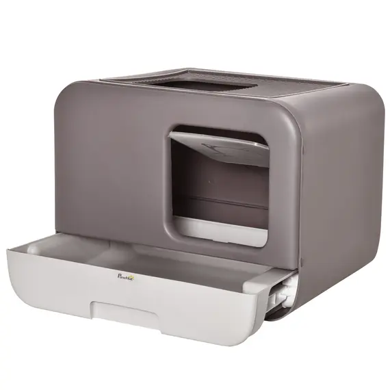 Buy Cat Litter Box Portable Pet Toilet Fully Enclosed Kitten Pan with Scoop Purple, 7 image