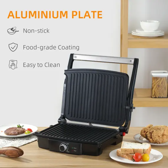 Buy Health Grill & Panini Press, 4 Slice Toastie Machine, 2000W Electric Non-stick Grill with 180В° Flat Open, Drip Tray and Adjustable Temperature, 3 image