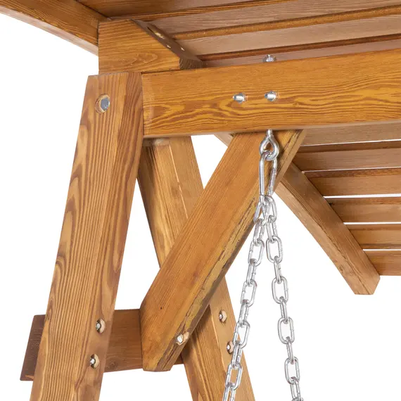 Buy Outsunny 2 Seater Garden Swing Chair, Outdoor Canopy Swing Bench with Adjustable Shade and Solid Wood Frame, 6 image