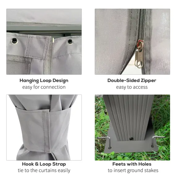 Buy Outsunny 4 x 3(m) Patio Gazebo Canopy Garden Tent Shelter with Vented Roof, Mosquito Netting and Curtains, Aluminium Frame, Grey, 5 image
