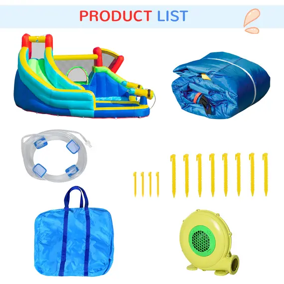 Buy Outsunny 5 in 1 Kids Bounce Castle Extra Large Inflatable House Trampoline Slide Water Pool Water Gun Climbing Wall for Kids Age 3-8, 3.85x3.65x2m, 5 image