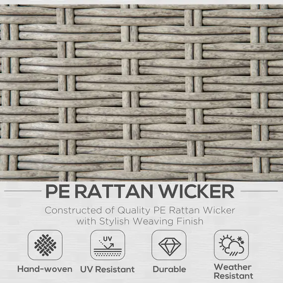 Buy Outsunny 8 PCS Outdoor PE Rattan Sofa Set, Patio All Weather Wicker Conservatory Corner Sofa Furniture, w/Tempered Glass Coffee Table & Cushions, Grey, 6 image