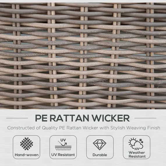 Buy Outsunny Deluxe Garden Rattan Furniture Sofa Chair & Stool Table Set  Patio Wicker Weave Furniture Set Aluminium Frame Fully-assembly - Brown, 6 image
