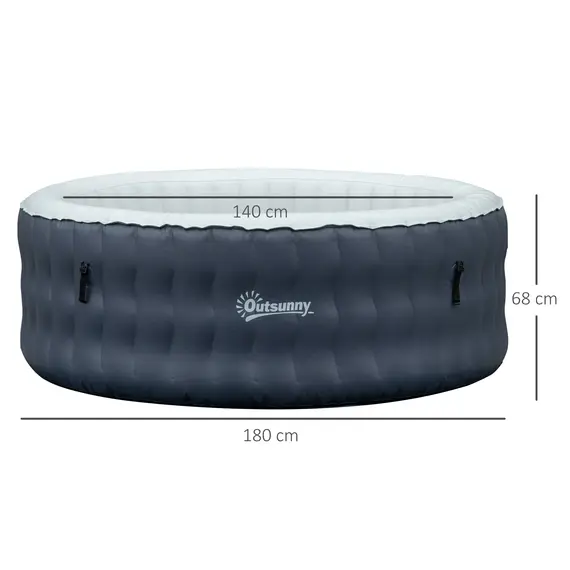 Buy Outsunny Round Hot Tub Inflatable Spa Outdoor Bubble Spa Pool with Pump, Cover, Filter Cartridges, 4 Person, Dark Blue, 2 image