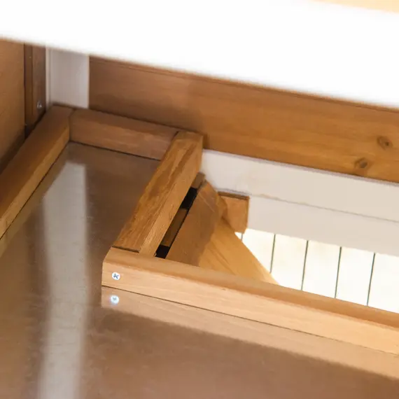 Buy PawHut 2 Tier Wooden Rabbit Hutch, Guinea Pig Cage, Bunny Run, Small Animal House with Plant Box, Slide-out Tray, Ramp, 123 x 58 x 106cm, Natural, 8 image