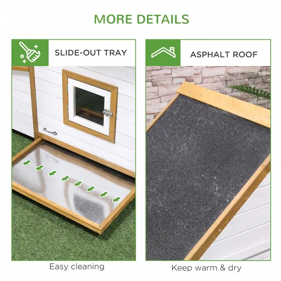 Buy PawHut Chicken Coop, Hen House, Wooden Poultry Cage with Outdoor Run, Nesting Box, Removable Tray, Window and Lockable Door, 197 x 93 x 110cm, 6 image