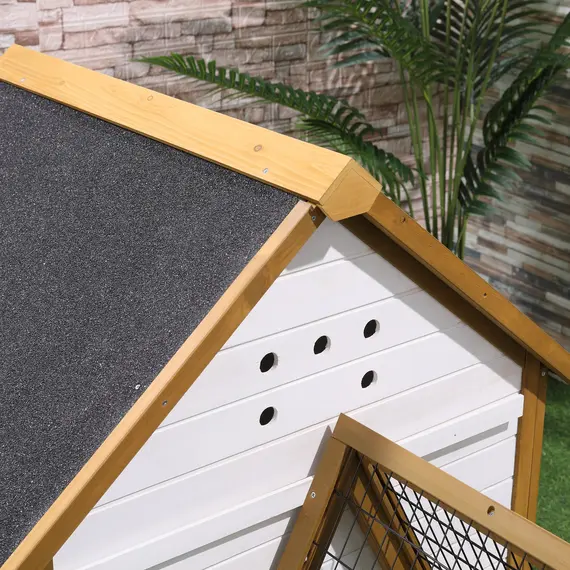 Buy PawHut Chicken Coop, Hen House, Wooden Poultry Cage with Outdoor Run, Nesting Box, Removable Tray, Window and Lockable Door, 197 x 93 x 110cm, 7 image