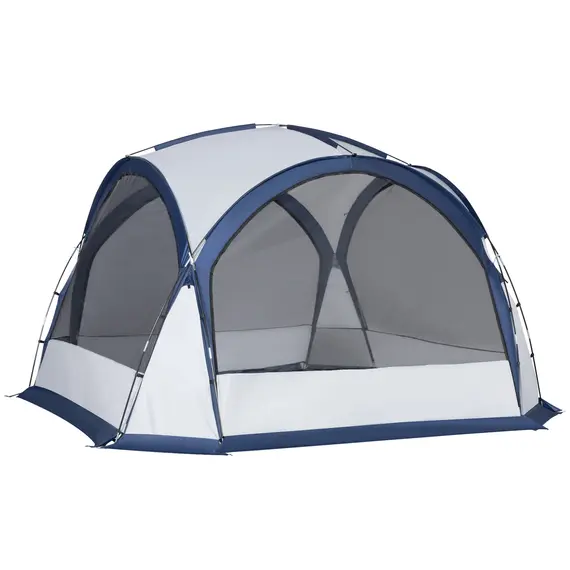 Buy Dome Tent for 6-8 Person, Camping Tent with 4 Zipped Mesh Doors, Removable Oxford Cloth, Lamp Hook, Portable Carry Bag, White and Blue