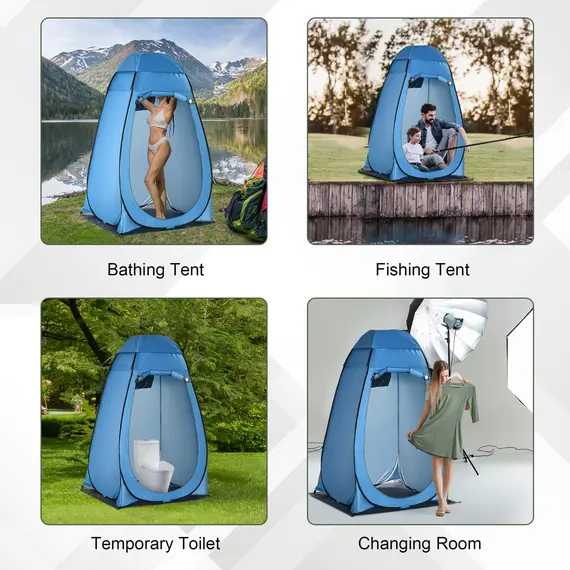 Buy Camping Shower Tent Pop Up Toilet Privacy for Outdoor Changing Dressing Bathing Storage Room Tents, Portable Carrying Bag for Hiking, Blue, 6 image
