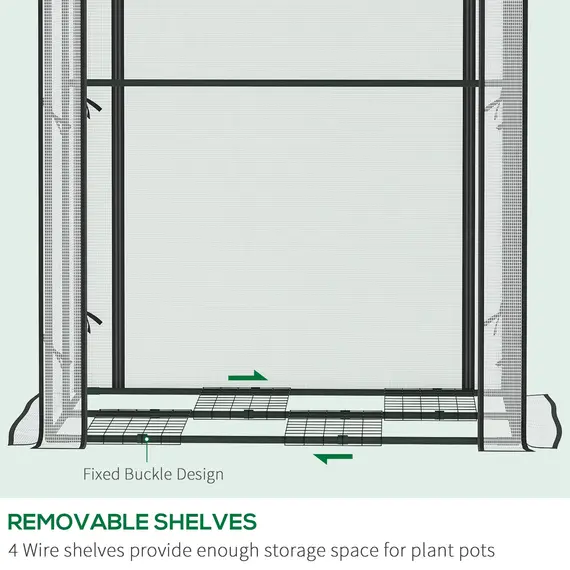 Buy Mini Greenhouse with Shelves Portable Garden Grow House for Plants with Roll Up Door and Vents, 100 x 80 x 150cm, White, 6 image