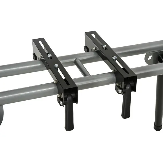 Buy Miter Saw Stand with Extensions, Sawhorse for Cutting Logs, Foldable with Wheels Max Load 150 Kg, Black and Grey, 7 image