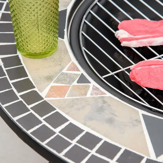 Buy Outsunny 2-in-1 Outdoor Fire Pit, Patio Heater with Cooking BBQ Grill, Firepit Bowl with Spark Screen Cover, Fire Poker for Backyard Bonfire, 8 image