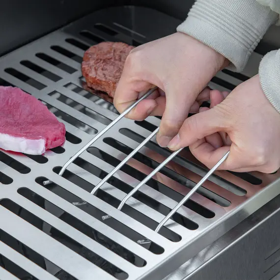 Buy Outsunny BBQ Rotisserie Charcoal Grill Roaster Spit Roasting Machine for Chicken Turkey with 3-Level Grill Grate and Side Shelves, Stainless Steel, 8 image