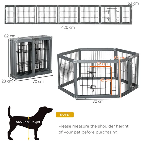 Buy Heavy Duty Pet Playpen, 6 Panels Puppy Play Whelping Pen, Foldable Steel Dog Exercise Fence, with Door, Double Locking Latches, 2 image