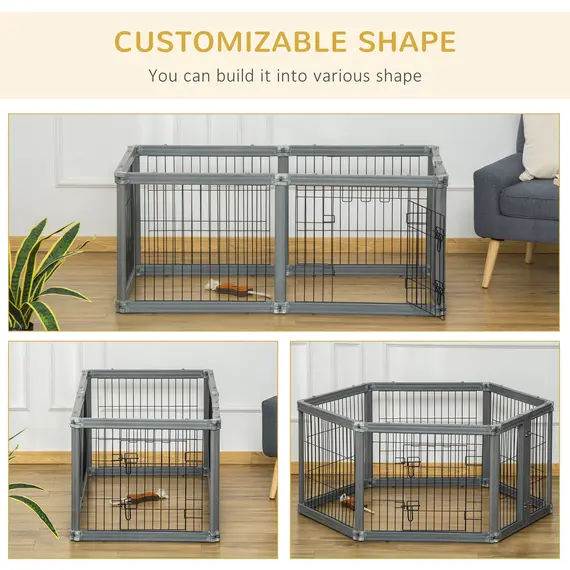 Buy Heavy Duty Pet Playpen, 6 Panels Puppy Play Whelping Pen, Foldable Steel Dog Exercise Fence, with Door, Double Locking Latches, 3 image
